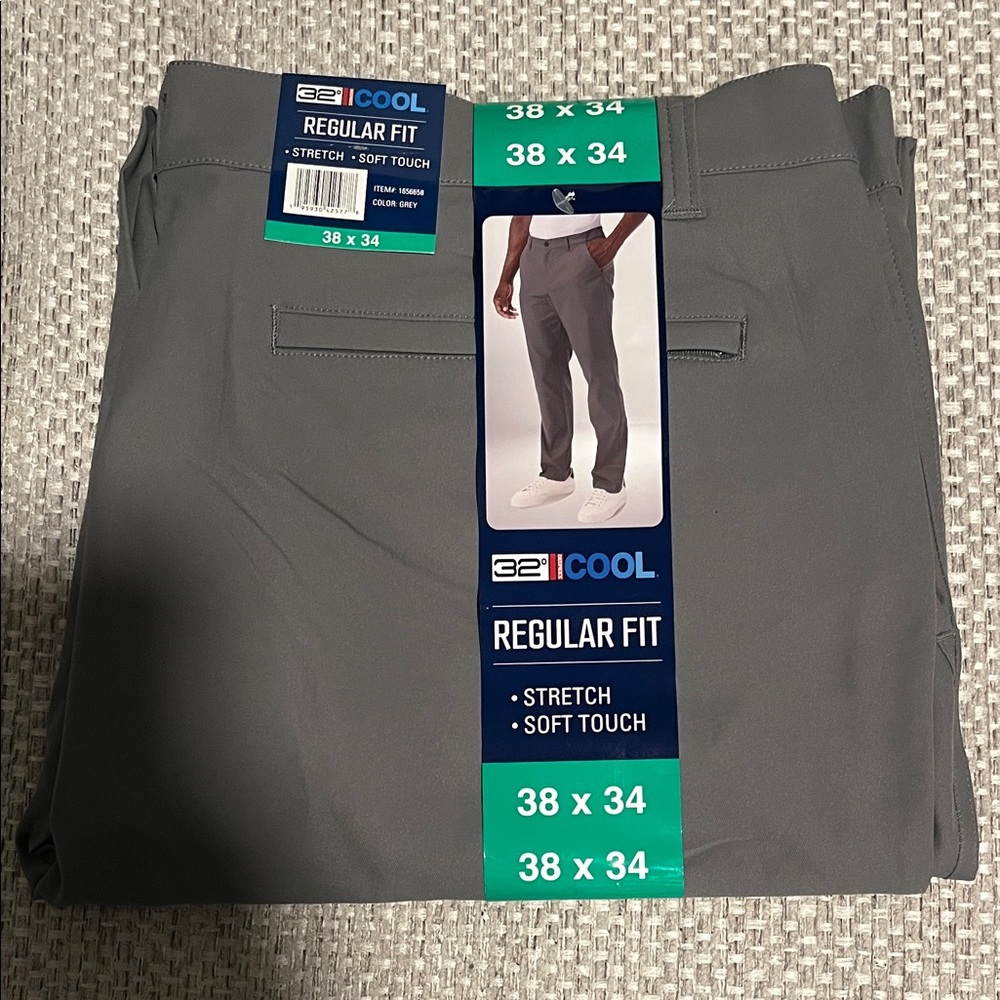 NWT Men’s 32 Degree Cool Regular Fit Pants, size 38x34  Soft Touch #32DegreeCool